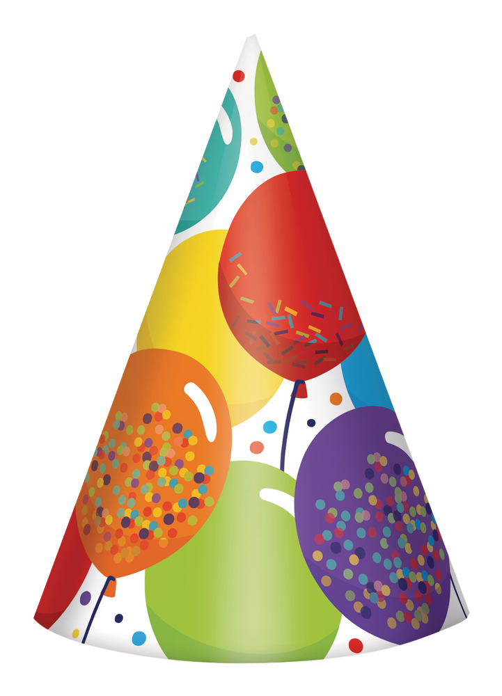 Chapeaux de fête coniques à motif de ballons pour anniversaire,  multicolore, taille unique, paq. 24, accessoires à porter pour anniversaires