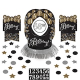 Sparkling Celebration "Happy Birthday" DIY Customizable Table Decoration Centerpieces with Confetti, Black/Gold/Silver, 10.5-in, 51-pk, for Birthday Composite_or_Mixed