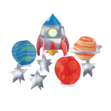 Blast Off Table Decorating Kit Centerpieces, Blue/Orange, 11.5-in, 26-pk, for Birthday Party Front_Elevated