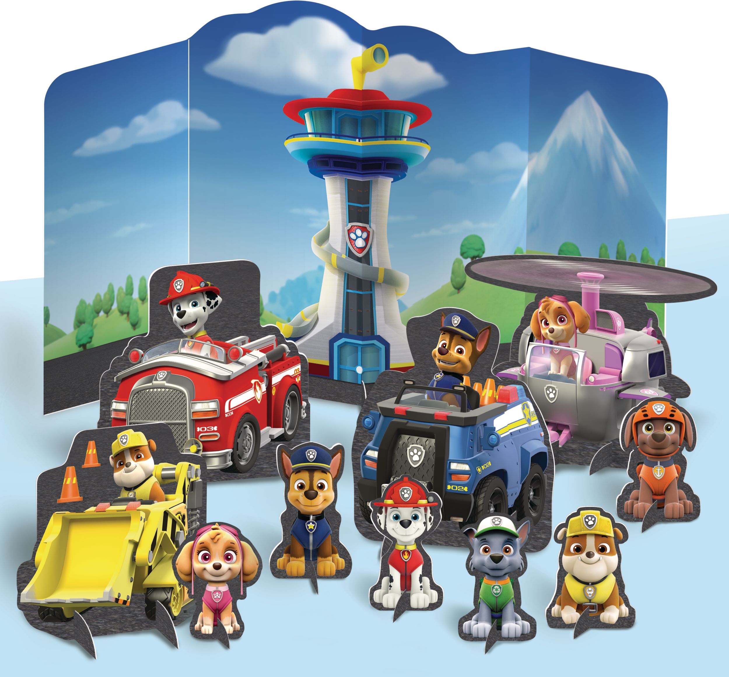 Nickelodeon PAW Patrol Chase/Marshall/Skye Table Decorating Kit Centerpieces, Blue, 10-in, 11-pk, for Birthday Party Front_Elevated