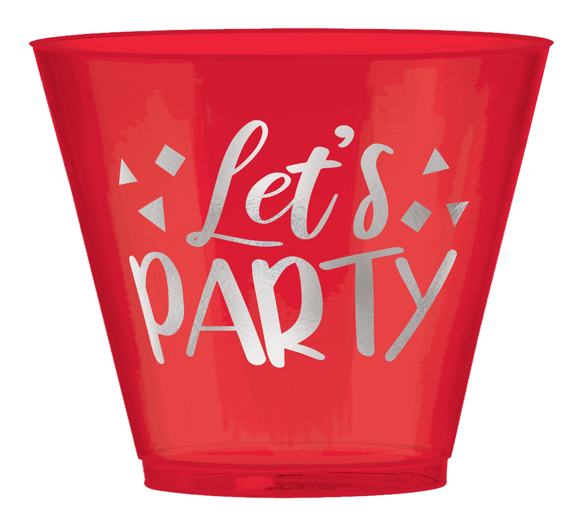 A Reason to Celebrate "Let's Party" Plastic Reusable Tumbler Cups, Red, 9-oz, 30-pk, for Birthday Party Front_Flat