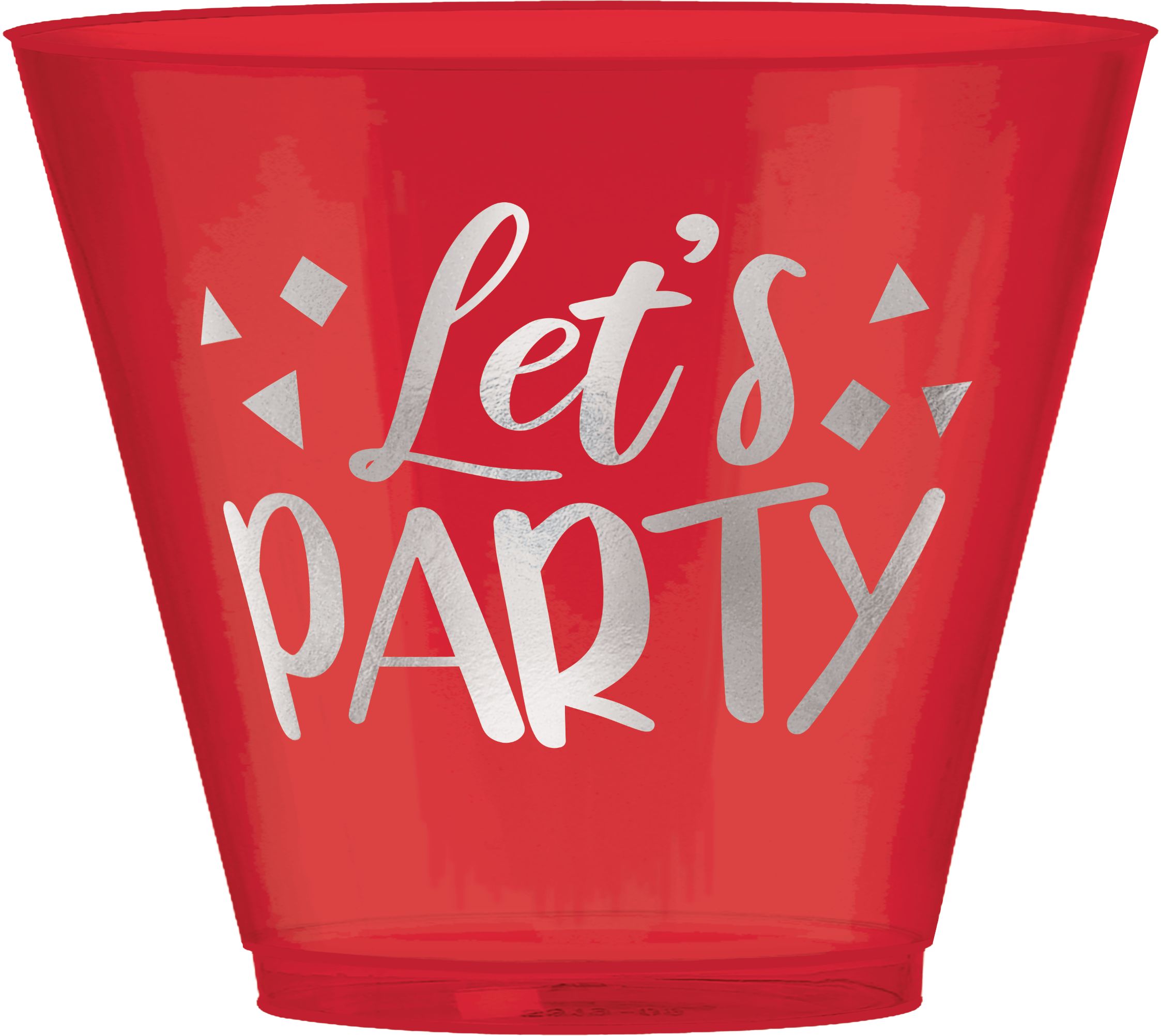 A Reason to Celebrate "Let's Party" Plastic Reusable Tumbler Cups, Red, 9-oz, 30-pk, for Birthday Party Front_Flat