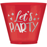 A Reason to Celebrate "Let's Party" Plastic Reusable Tumbler Cups, Red, 9-oz, 30-pk, for Birthday Party Front_Flat