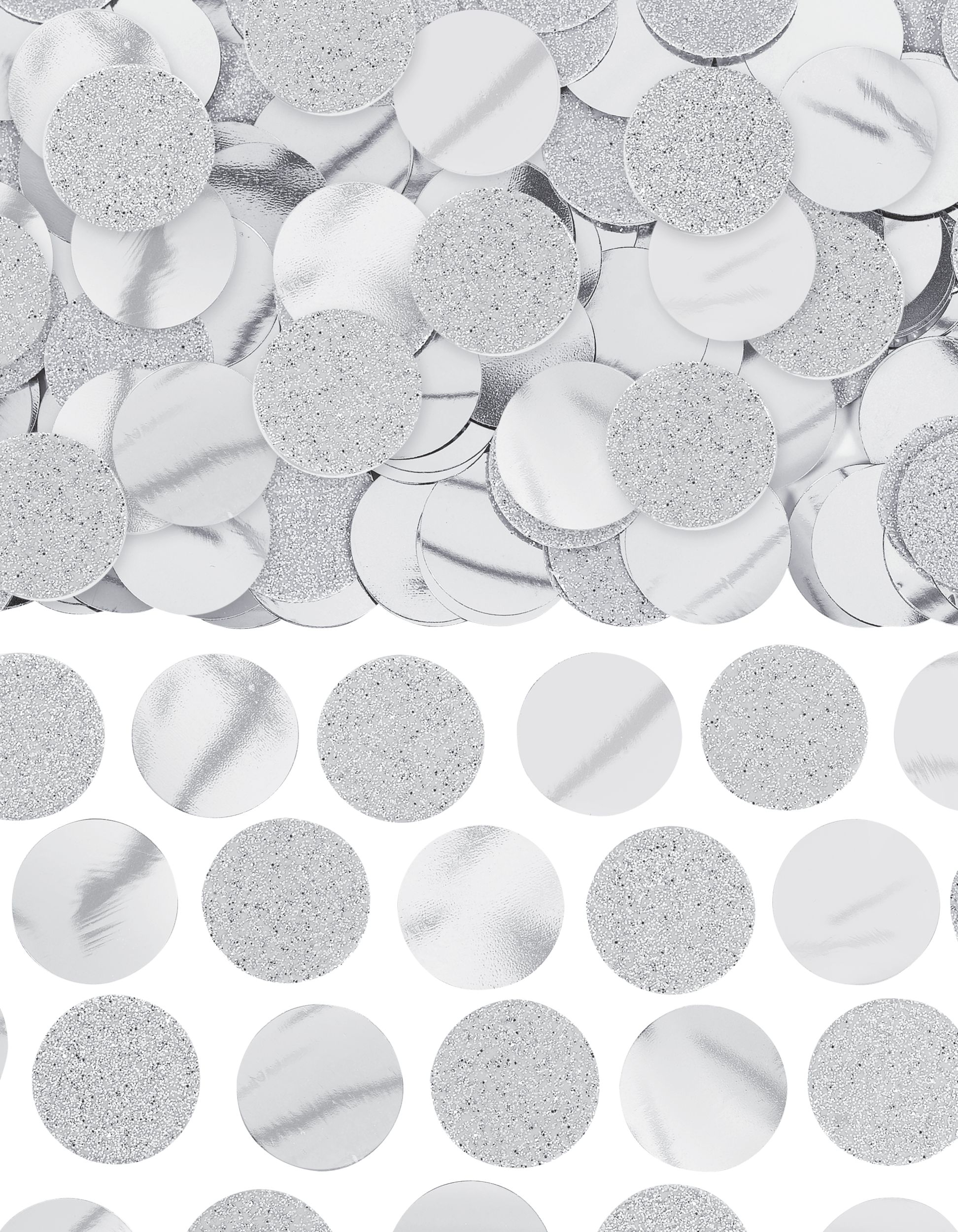 Round Glitter Confetti Table Scatter Decoration, Silver, 2.25-oz, for Birthday Party/Graduation Overhead_Flat