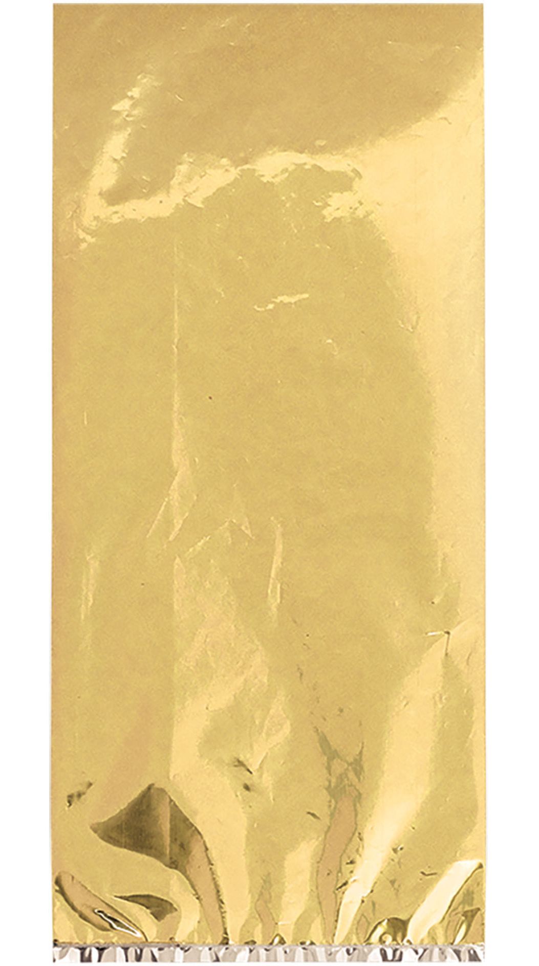 Rectangle Metallic Party Treat Bags, Gold, 9.5-in, 25-pk, for Birthday Party Overhead_Flat