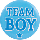 "Team Boy" or "Team Girl" Gender Reveal Button Pins, Pink/Blue, One Size, 10-pk, Wearable Accessories for Baby Shower/Gender Reveal Front_Flat