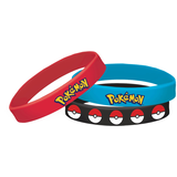 Bracelet caoutchouc Nintendo Pokémon, noir/bleu/rouge, taille unique, lot de 6, cadeaux d'anniversaire à porter Front_Elevated