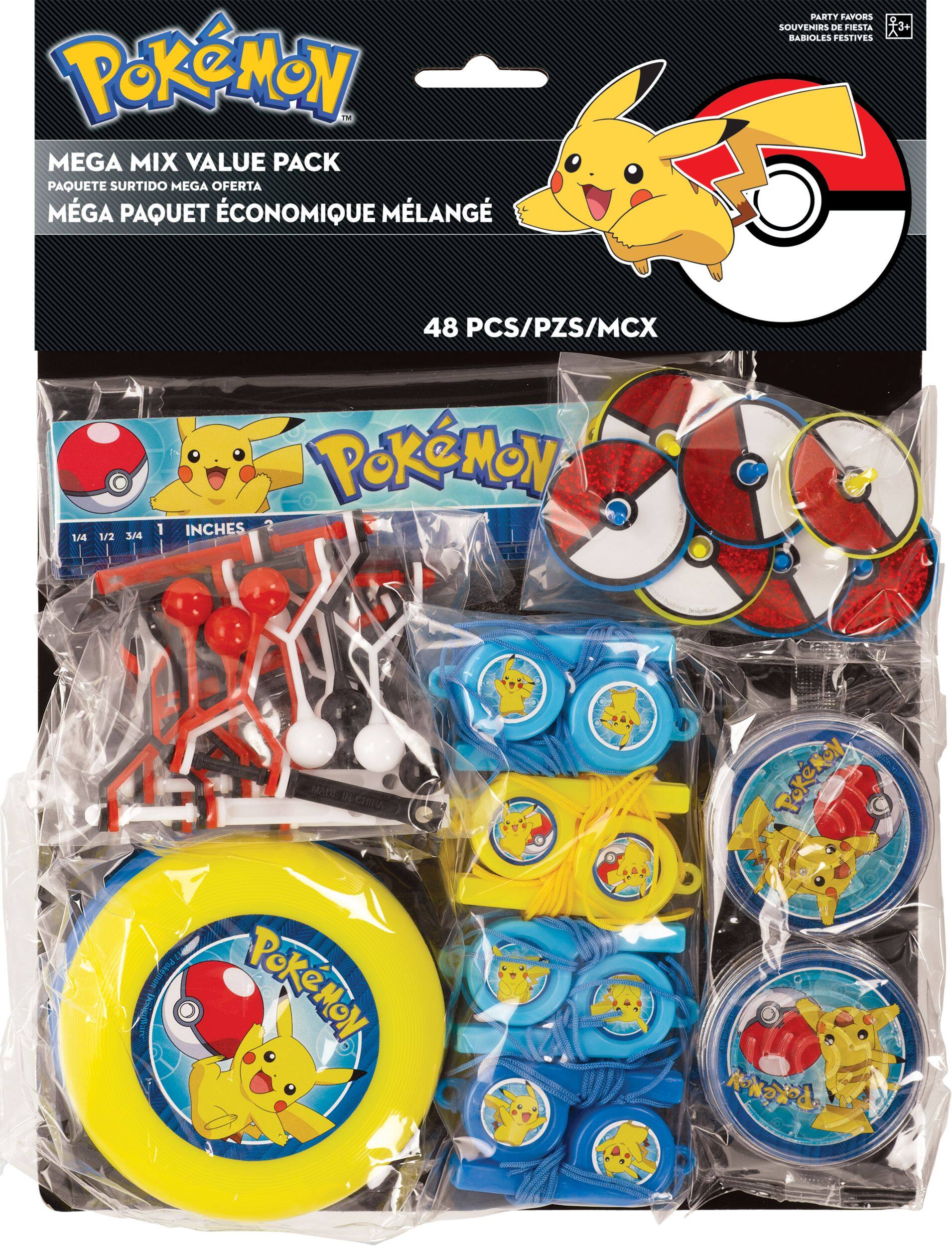 Jeux et jouets pour fête d'anniversaire Pokémon, paq. 48 Front_Flat