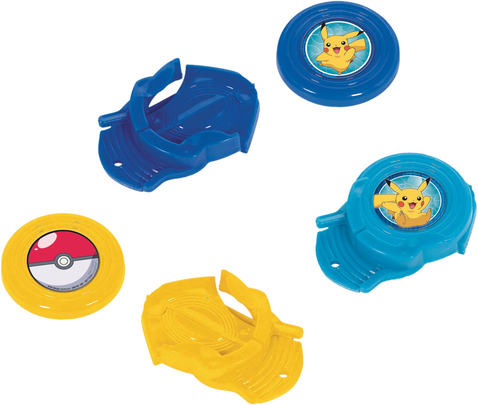 Pokémon Core Disc Shooters for Birthday Party Favours, Yellow/Blue, 12-pk Overhead_Plunge