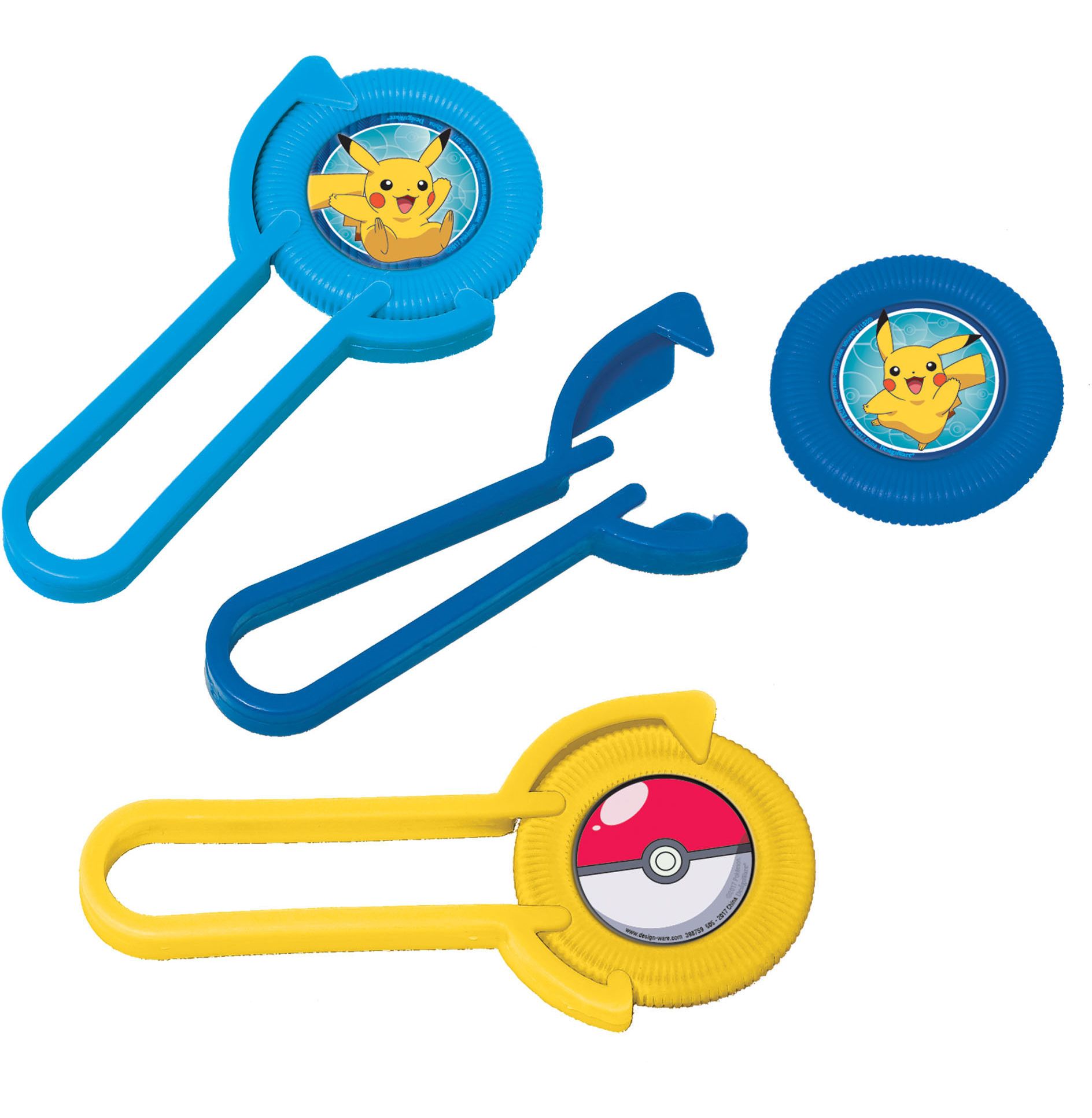 Pokémon Core Disc Shooters for Birthday Party Favours, Yellow/Blue, 12-pk Overhead_Plunge