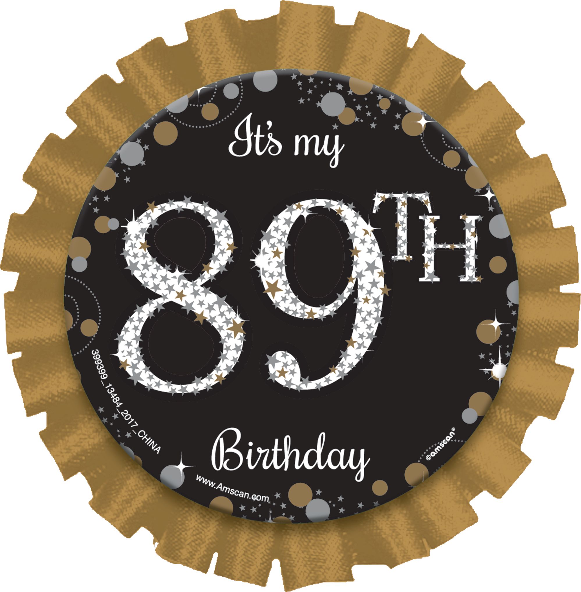 Sparkling Celebration "It's My Birthday" Customizable DIY Award Ribbon Button & Numbers Kit, Black/Gold, One Size, 15-pk, Wearable Accessories for Birthdays Overhead_Flat