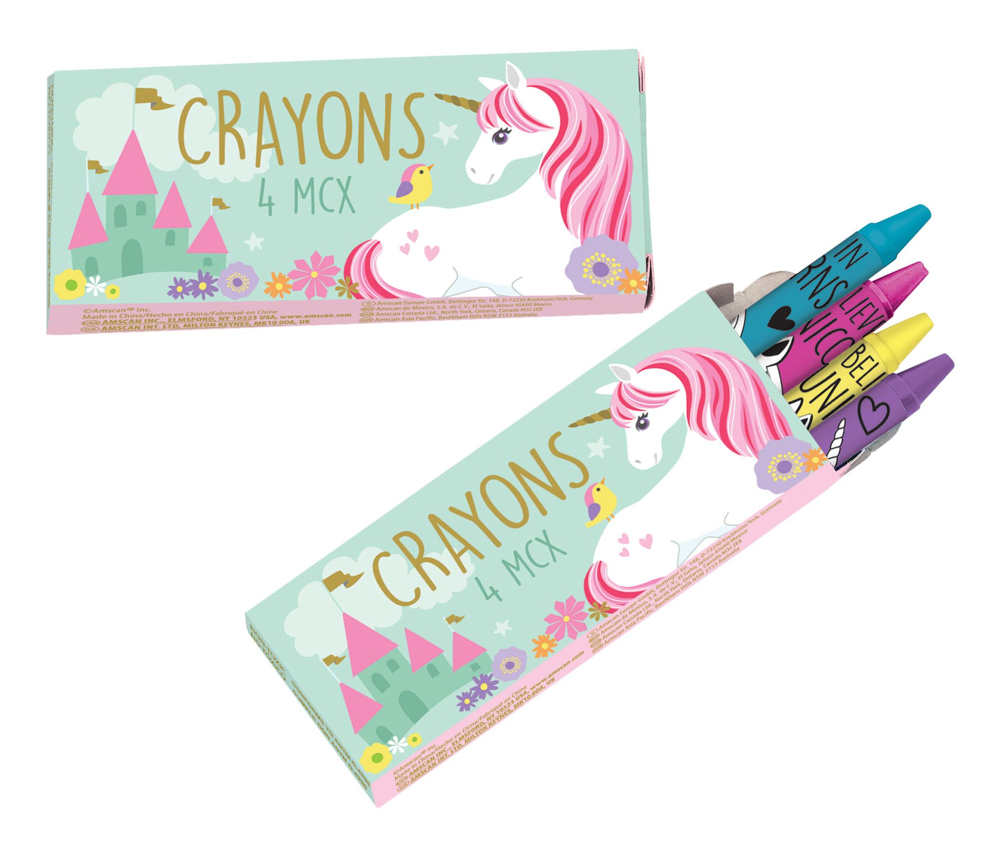 Crayons de couleur licorne magique – cadeaux-surprises parfaits pour anniversaire, paq./12 Overhead_Flat