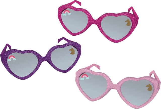 Lunettes de soleil scintillantes cœur licorne magique, rose/rose vif/violet, paq. 6 Composite_or_Mixed