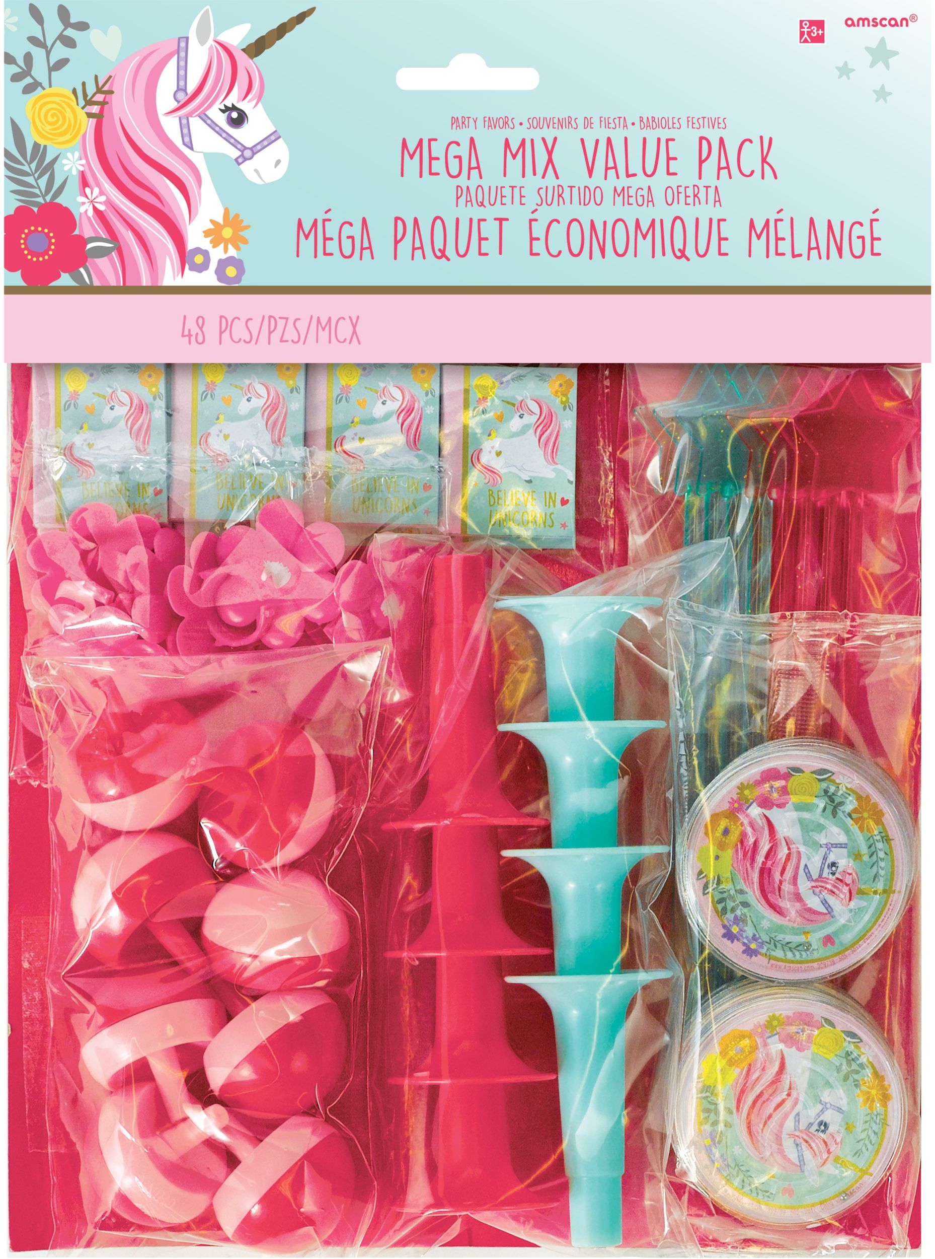 Magical Unicorn Birthday Party Favour Pack, 48-pc Front_Flat