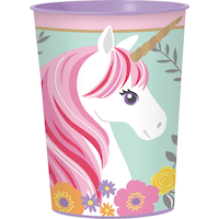 Unicorn Plastic Reusable Favour Cup, Pink/Blue, 16-oz, for Birthday Party Front_Flat