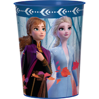 Disney Frozen Anna & Elsa Plastic Reusable Favour Cup, Blue, 16-oz, for Birthday Party Front_Elevated
