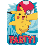 Nintendo Pokémon "Party!" Pikachu Paper Party Invitations with Envelopes, Blue/Yellow, 8-pk, for Birthday Party Front_Flat