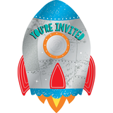 Blast Off Rocket Birthday Party Invitations, 8-pk Front_Flat