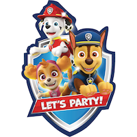Invitations en papier avec enveloppes pour fête d'anniversaire Nickelodeon Pat'Patrouille, bleu/rouge, paq. 8