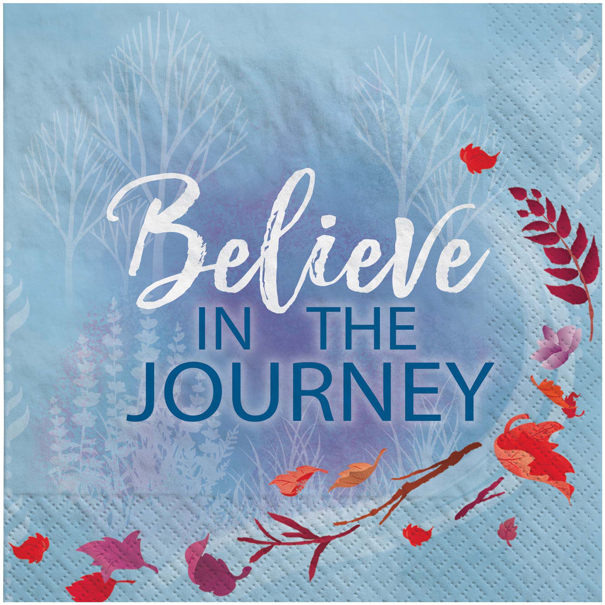 Disney Frozen "Believe in the Journey" Square Paper Disposable Beverage Napkins, Blue, 5-in, 16-pk, 2-ply, for Birthday Party Overhead_Flat