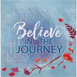 Disney Frozen "Believe in the Journey" Square Paper Disposable Beverage Napkins, Blue, 5-in, 16-pk, 2-ply, for Birthday Party Front_Flat