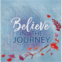 Disney Frozen "Believe in the Journey" Square Paper Disposable Beverage Napkins, Blue, 5-in, 16-pk, 2-ply, for Birthday Party