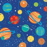 Blast Off Square Paper Disposable Beverage Napkins, Blue/Orange, Outer Space, 5-in, 16-pk, 2-ply, for Birthday Party Overhead_Flat