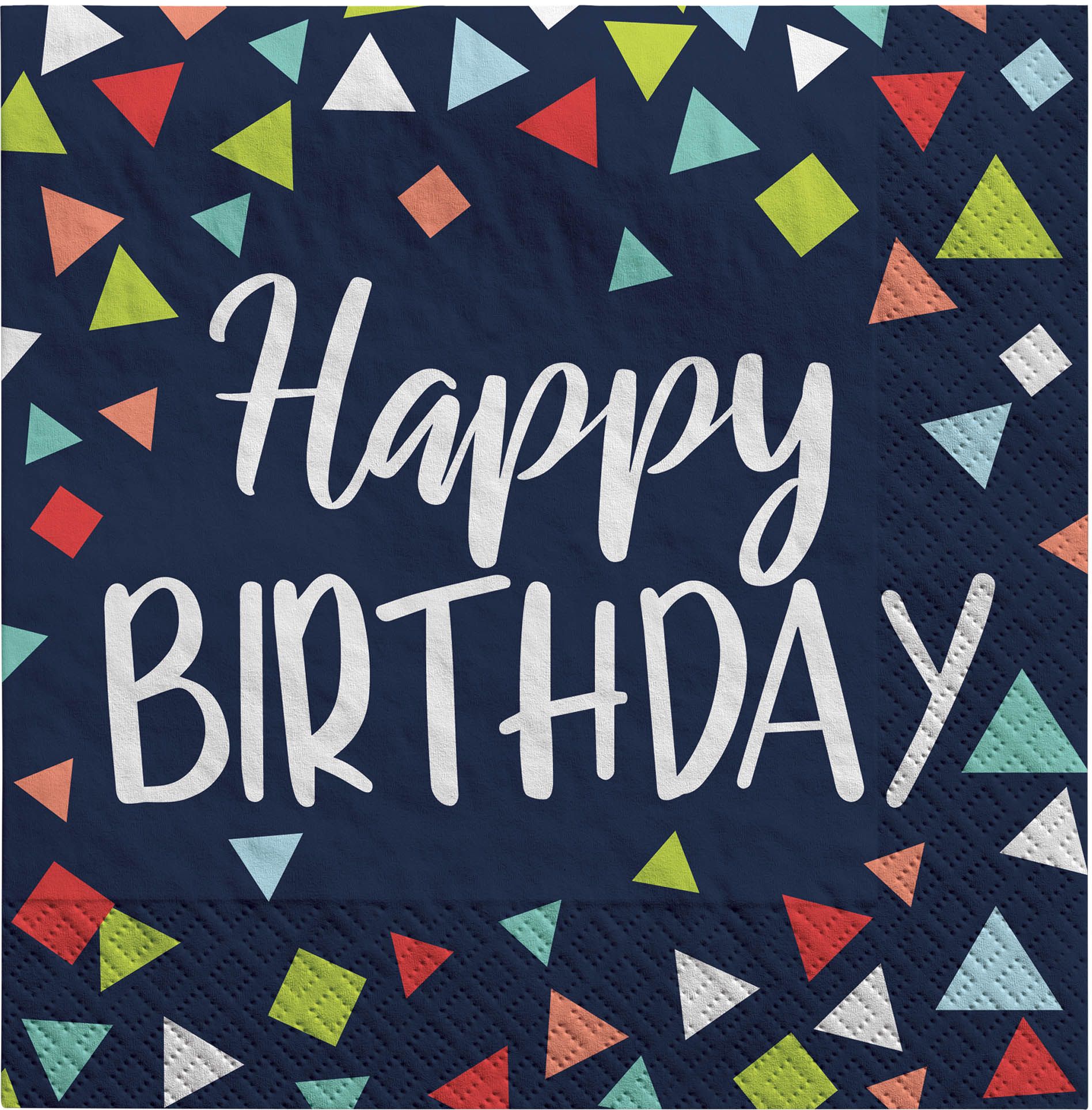 A Reason to Celebrate "Happy Birthday" Square Paper Disposable Lunch Napkins, Navy, 6.5-in, 16-pk, 2-ply, for Birthday Party Overhead_Flat