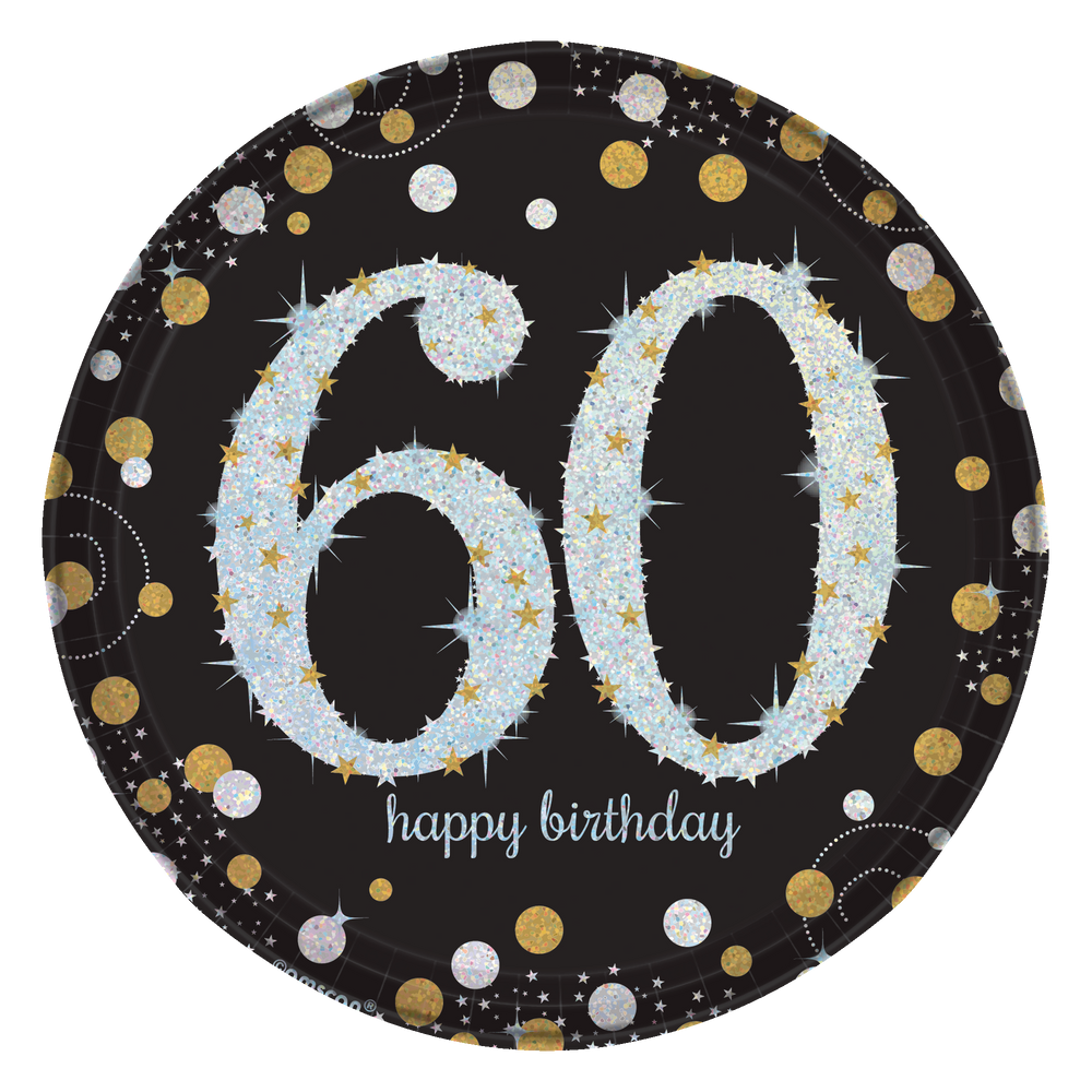 Sparkling Celebration Prismatic 60th Birthday Dessert Plates, 8pk
