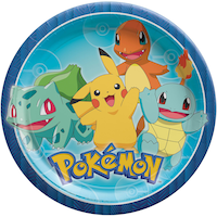 Nintendo Pokémon Round Paper Disposable Lunch Plates, Blue/Yellow, 9-in, 8-pk, for Birthday Party
