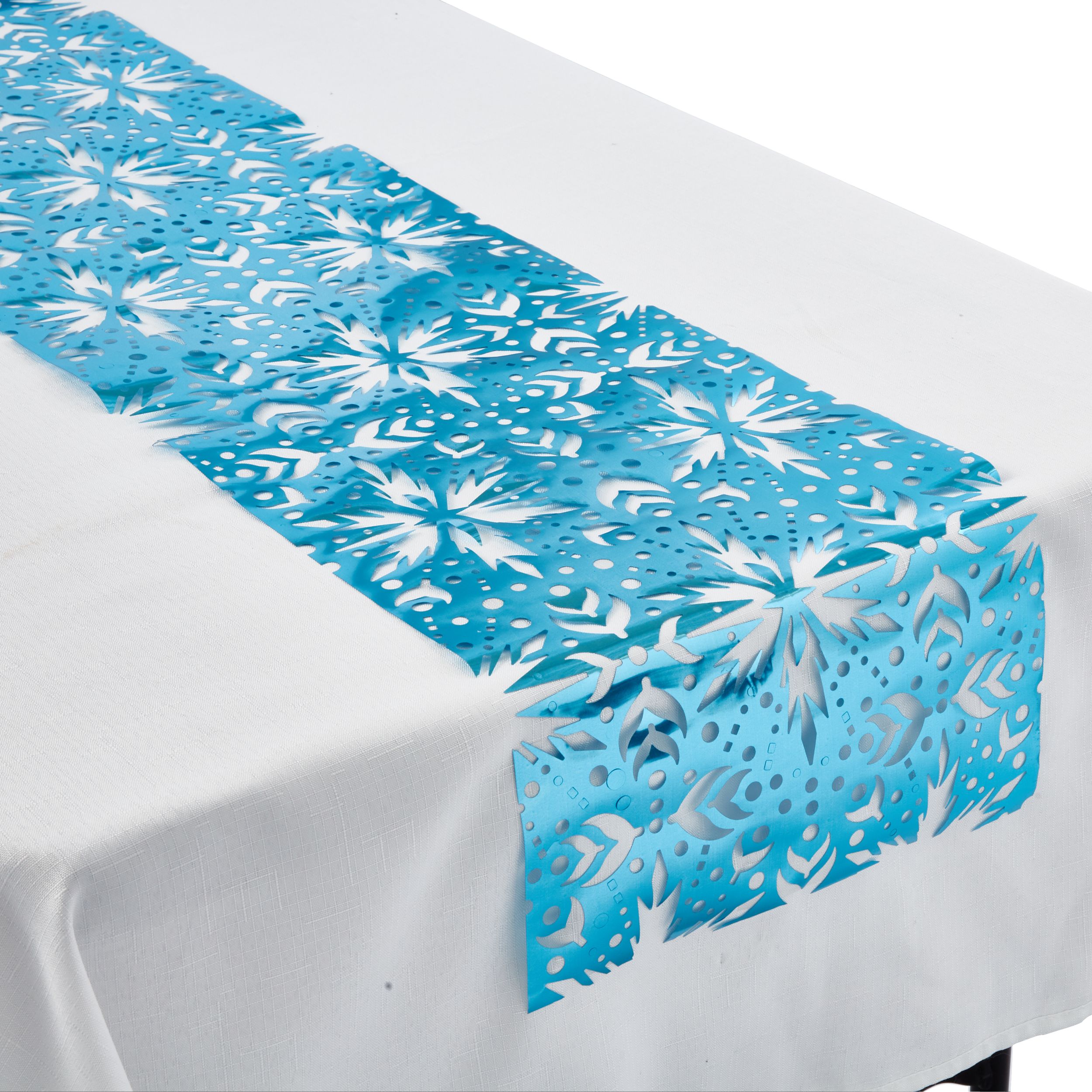 Disney Frozen Foil Disposable Table Runner Decoration, Blue, 13x72-in, for Birthday Party CloseUp
