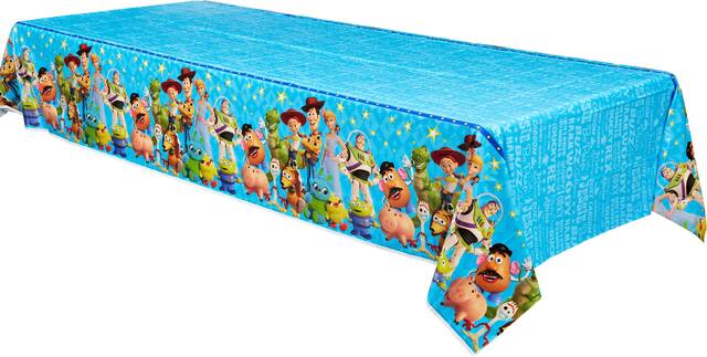 Disney Pixar Toy Story Rectangle Plastic Reusable Table Cover, Blue, 54x96-in, for Birthday Party Front_Angled_Left