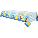 Nintendo Pokémon Rectangle Plastic Reusable Table Cover, Blue/Yellow, 54x96-in, for Birthday Party Front_Angled_Left