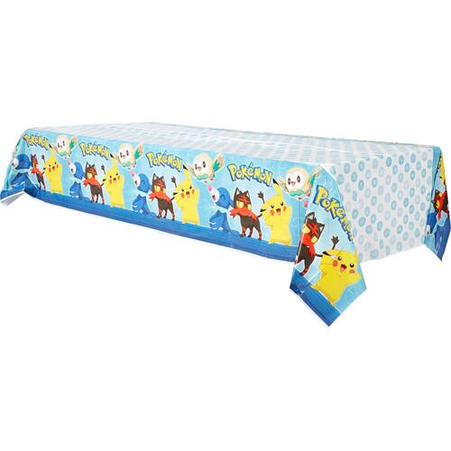 Nintendo Pokémon Rectangle Plastic Reusable Table Cover, Blue/Yellow, 54x96-in, for Birthday Party