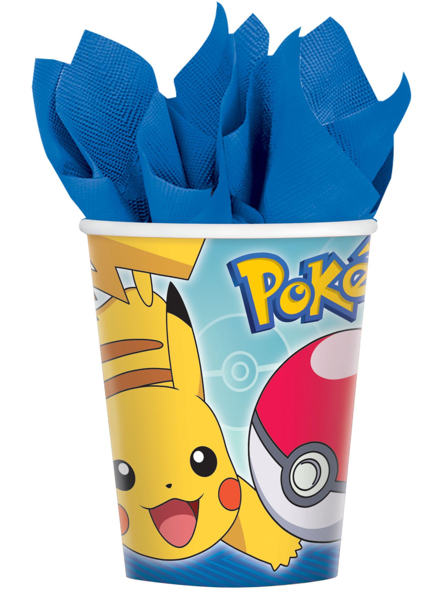 Gobelets en papier pour fête d'anniversaire, Pokémon, 9 oz, paq. 8 Front_Flat
