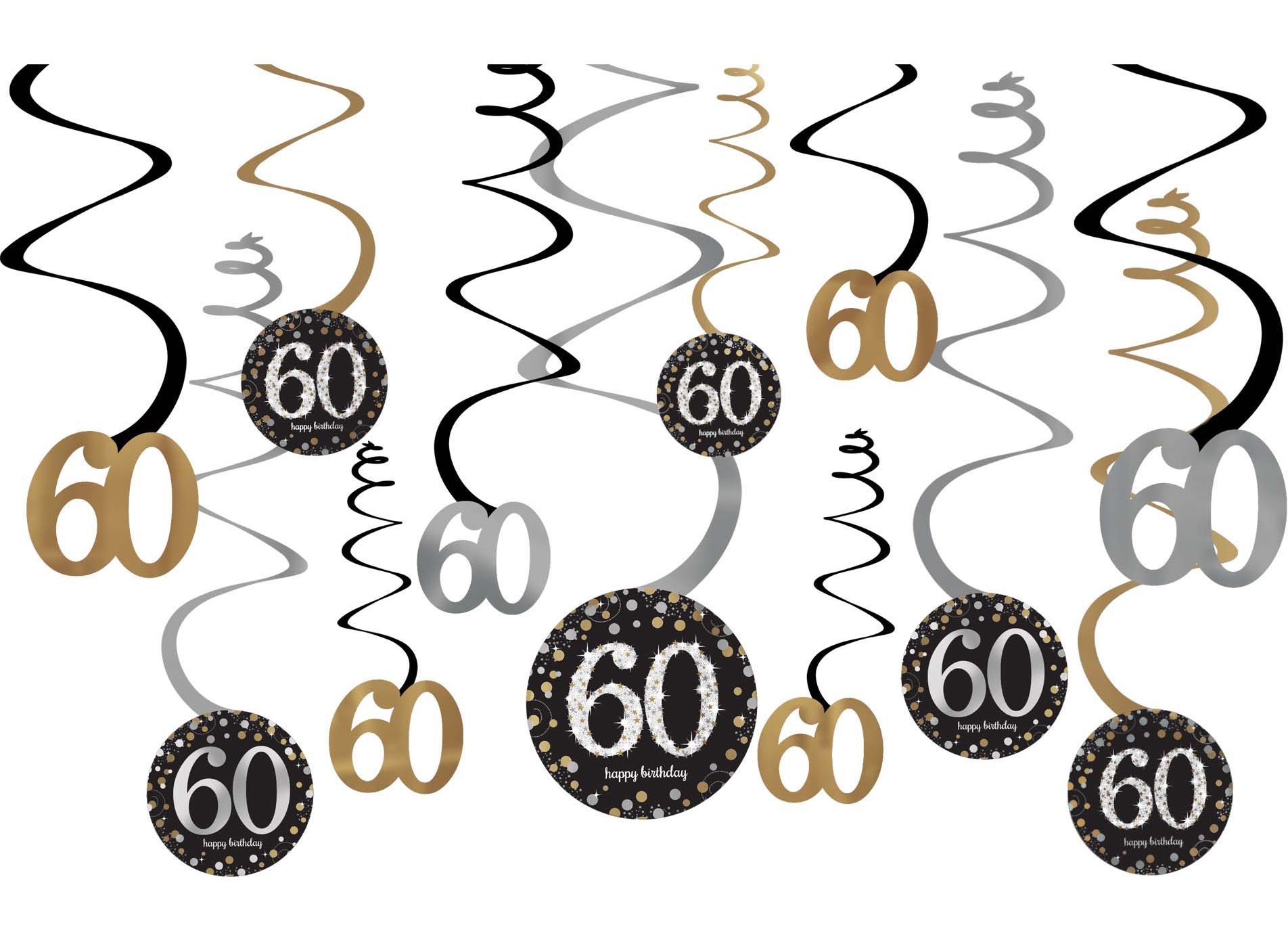 Serpentins décoratifs scintillants 60e anniversaire, paq. 12 Front_Flat