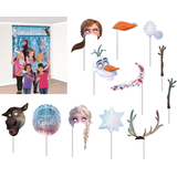 Disney Frozen "Nature is Magical" Elsa/Anna Plastic Scene Setter Background Decoration with Photo Booth Props, Blue, 59-in, 17-pk, for Birthday Party Composite_or_Mixed