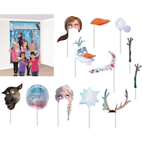 Disney Frozen "Nature is Magical" Elsa/Anna Plastic Scene Setter Background Decoration with Photo Booth Props, Blue, 59-in, 17-pk, for Birthday Party