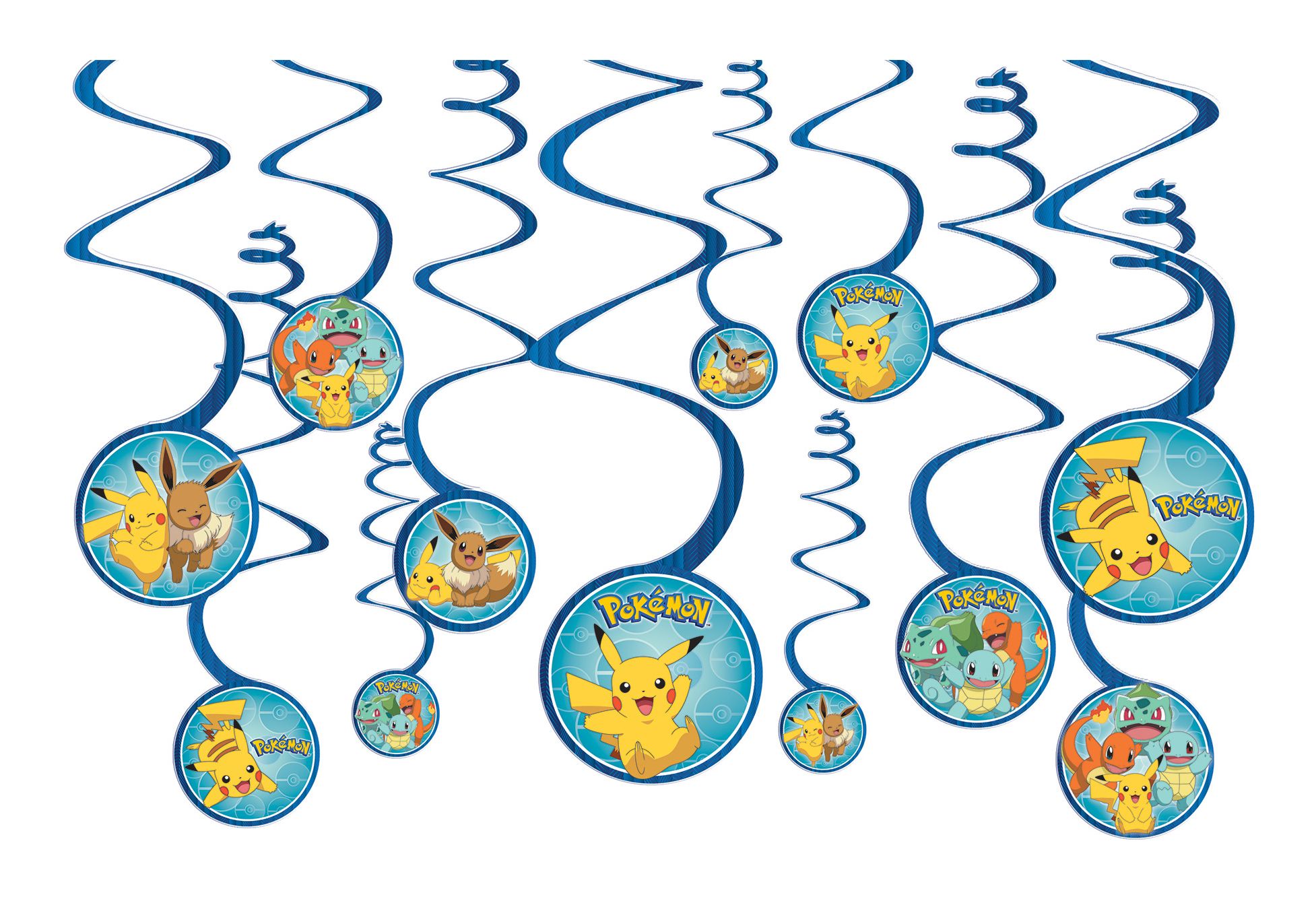 Serpentins décoratifs suspendus Pokémon classique, paq. 12 Front_Flat