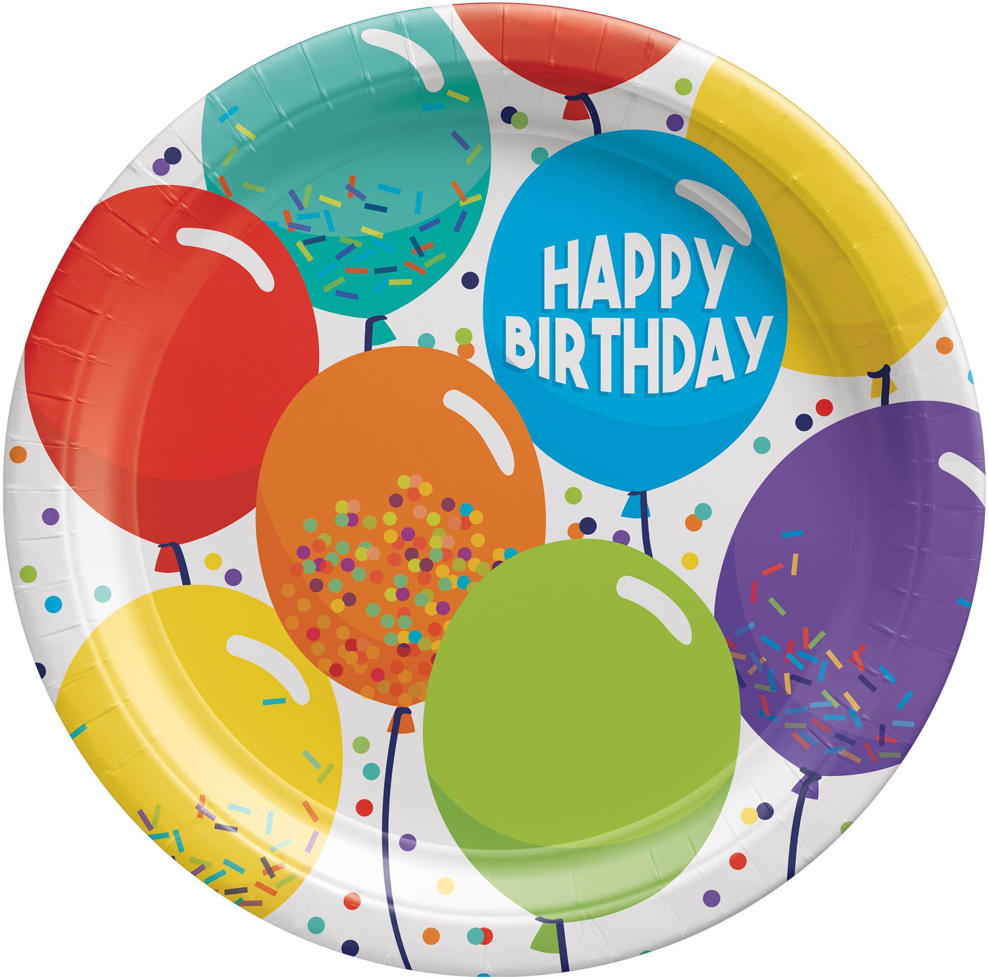 Assiettes Ballons d'anniversaire, 9 po, paq. 60 Overhead_Flat