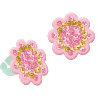 Boho Girl Flower-Shaped Sequin Rings for Birthday Party Favours, Pink, 8-pk Overhead_Flat