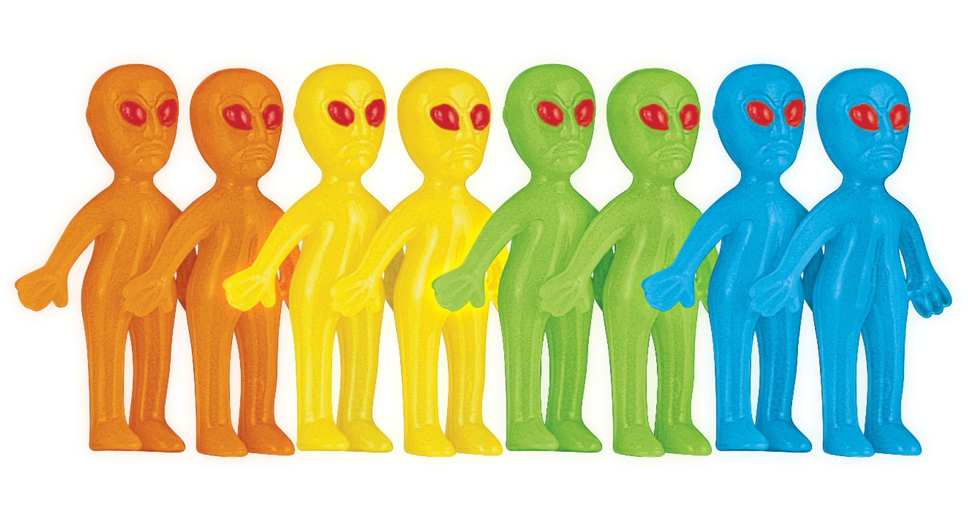 Alien Glow-in-the-Dark Favour Toys, Multi-Coloured, 8-pk, for Birthday/Party Favour Front_Angled_Right