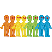 Alien Glow-in-the-Dark Favour Toys, Multi-Coloured, 8-pk, for Birthday/Party Favour Front_Angled_Right