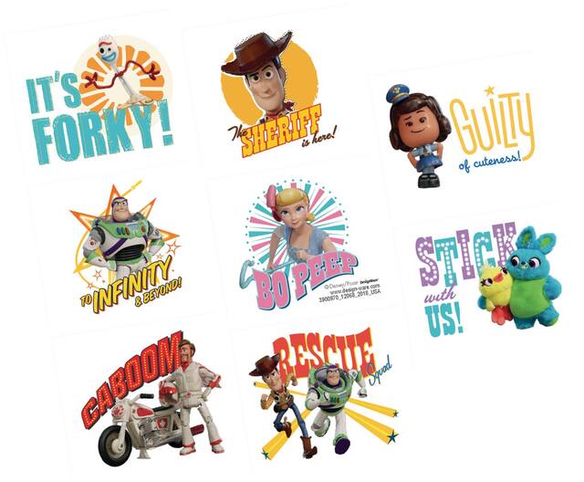 Disney Pixar Toy Story "To Infinity & Beyond" Woody/Forky/Bo Peep/Buzz Lightyear Assorted Temporary Tattoos, Multi-Coloured, 8-pk, Wearable Favours  for Birthdays Front_Flat