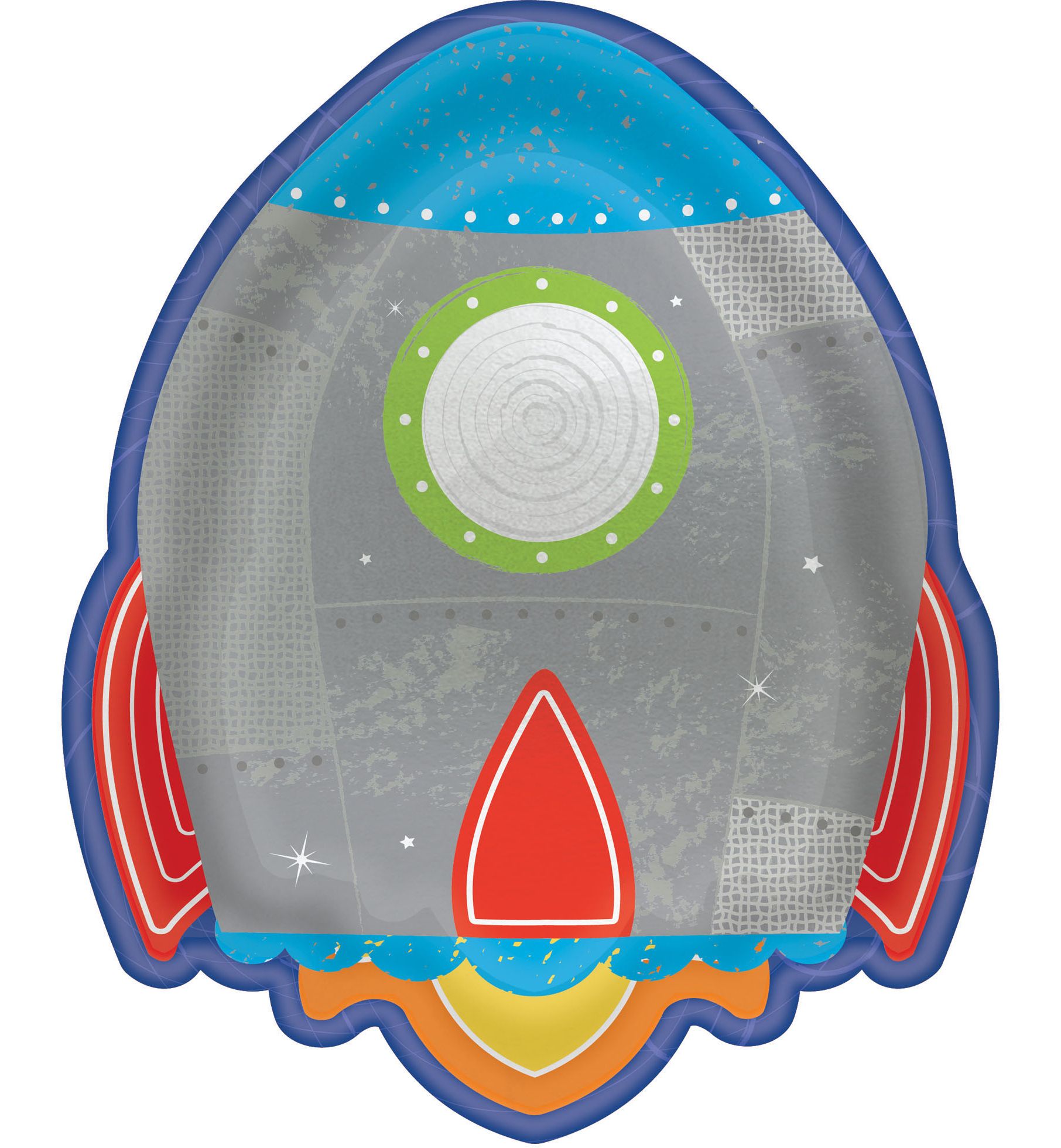 Assiettes à dessert pour fête d'anniversaire, forme de fusée, 7 po, paq. 8 Front_Flat