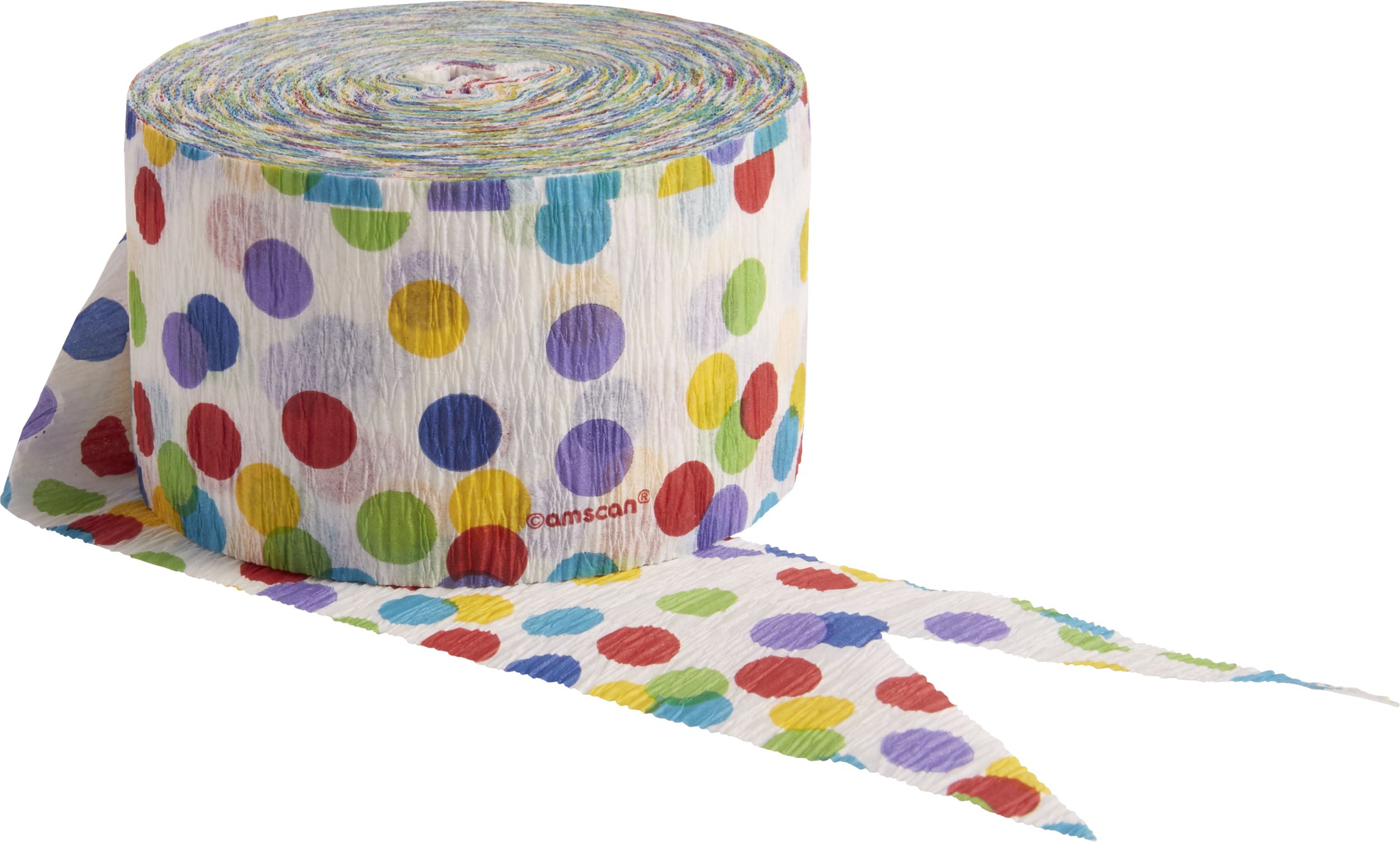 Hanging Crepe Paper Streamer Decoration, Multi-Coloured, Polka Dot, 81-ft, for Birthday Party Front_Elevated