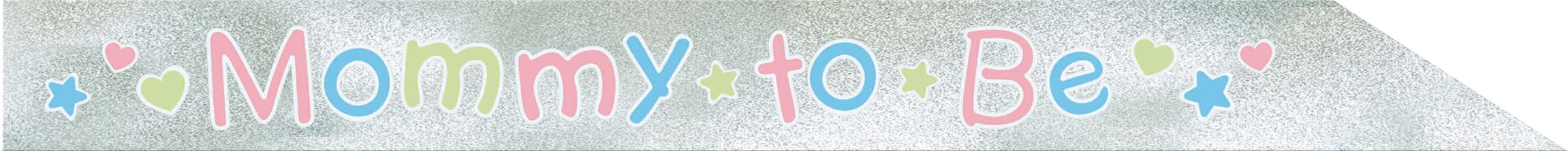 "New Mom To Be" Sash, White Multi-Coloured, One Size, Wearable Accessory for Baby Shower/Gender Reveal Front_Flat