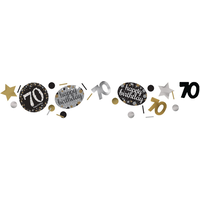 Confetti d'anniversaire étape 70e anniversaire, noir/argent/or Front_Flat