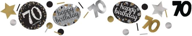 Milestone 70th Birthday Confetti, Black/Silver/Gold Front_Flat