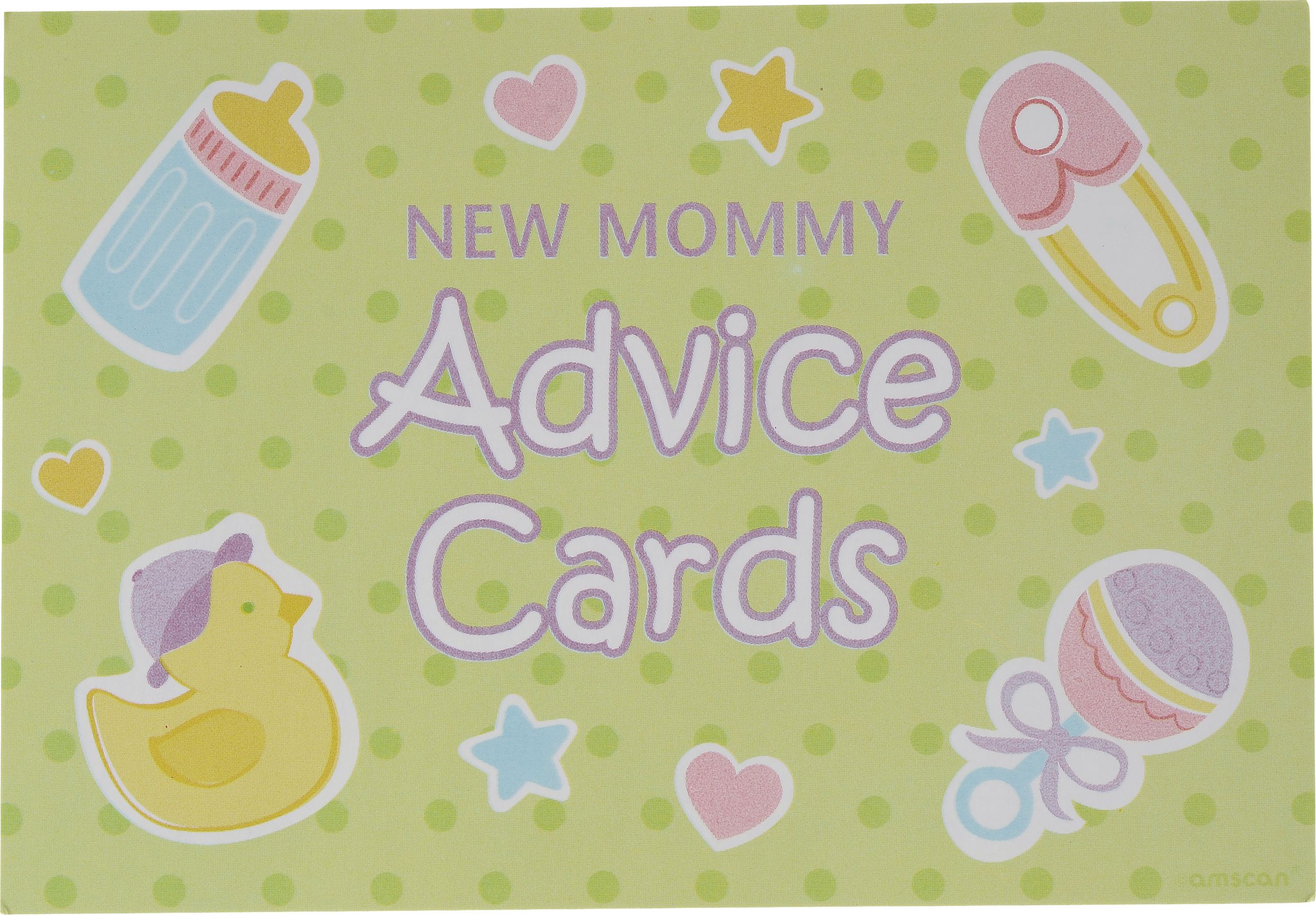 "Advice for the Mom-to-Be" Paper Advice Cards, Multi-Coloured, 24-pk, for Baby Shower/Gender Reveal CloseUp